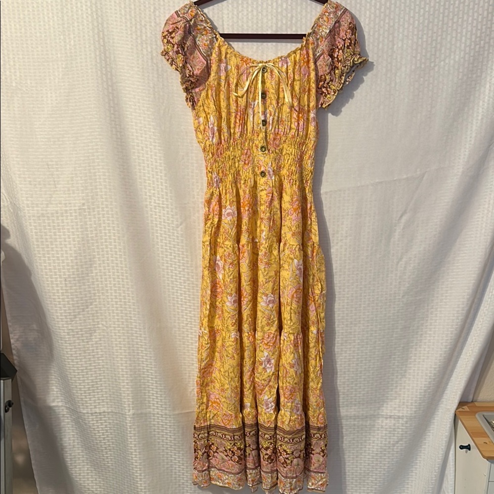 #422 Ostoo Maxi Sundress with Smocked Bodice and Puff Cap Sleeves